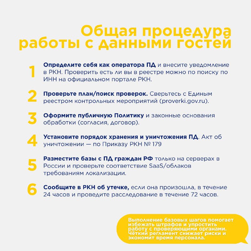 Нновые правила работы с персональными данными гостей. — карточка 3
