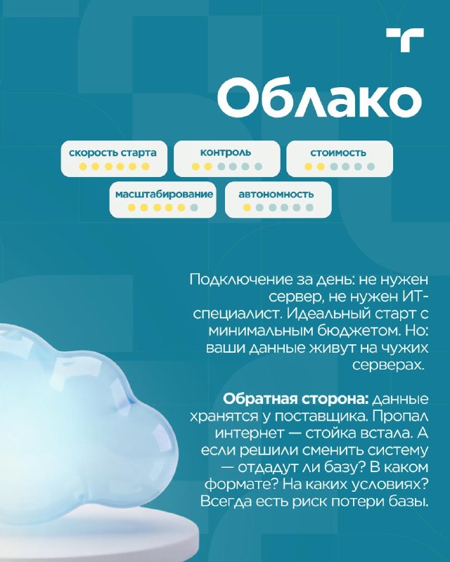 Выбор облако или свой сервер. — карточка 2
